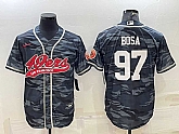Men's San Francisco 49ers #97 Nike Bosa White Name Grey Camo With Patch Cool Base Stitched Baseball Jersey,baseball caps,new era cap wholesale,wholesale hats